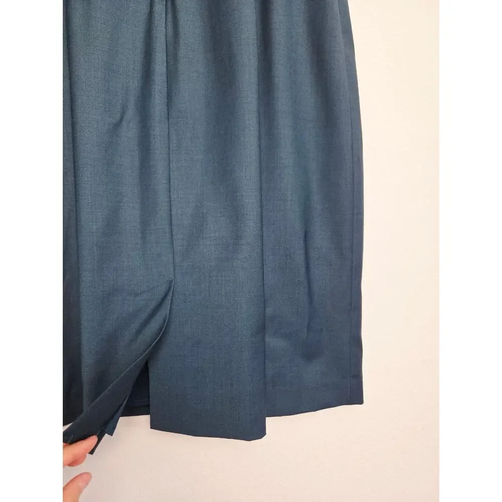 Theory Betty Dress 6 Blue Deep Teal Wool Blend Short Sleeves Sheath Career - Picture 10 of 14